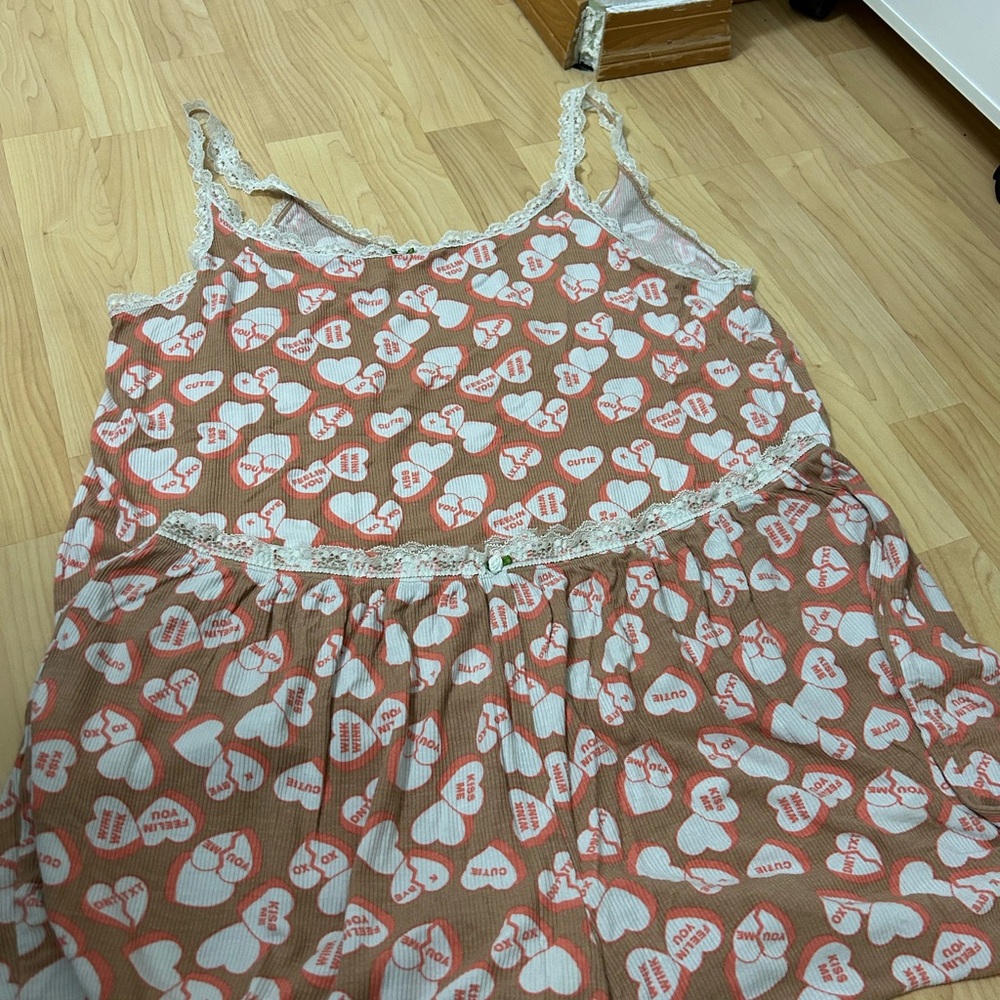 Aerie Brown and White Ghost Print Pajama Top
